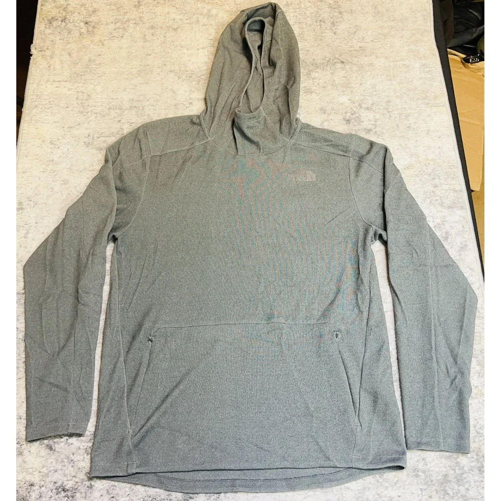 The North Face Echo Rock Hoodie Men's M Gray Heathered Textured UPF 40+ Pullover